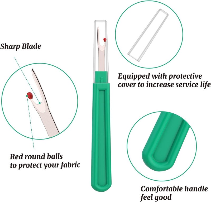 ZMAAGG 6 PCS Seam Ripper Set, Ergonomic Grip Seam Ripper, Green Seam Ripper for Sewing Crafting and Removing Embroidery Hems and Seams (Green) - Image 3